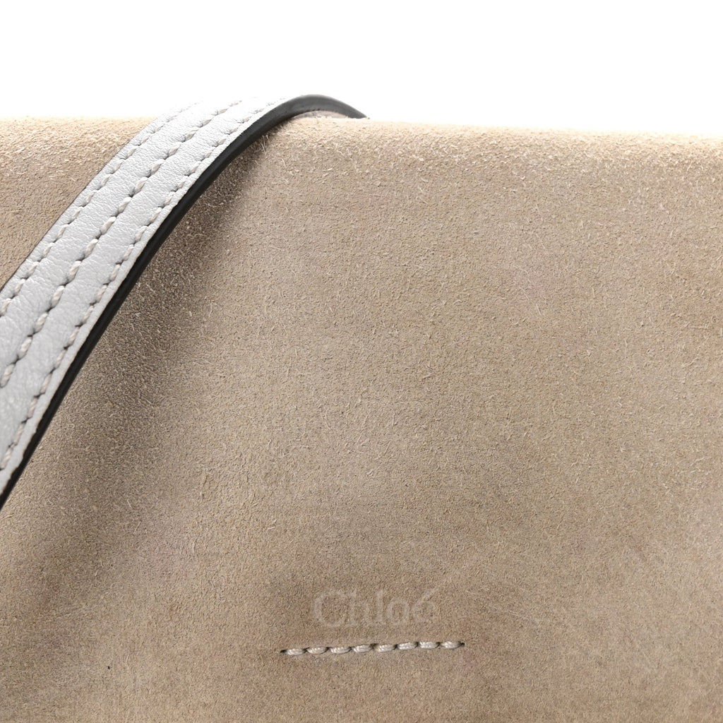 Suede Calfskin Small Faye Shoulder Bag Airy Grey