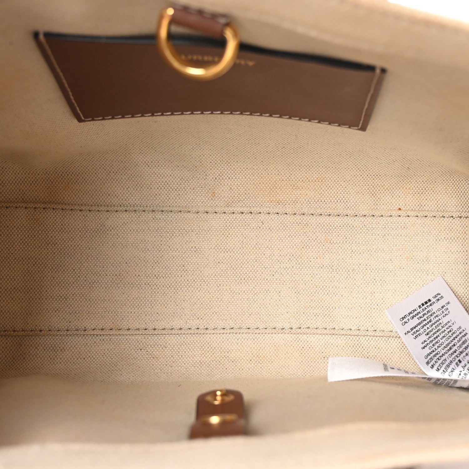 Canvas Smooth Calfskin Mini Two Tone Freya Tote Brown