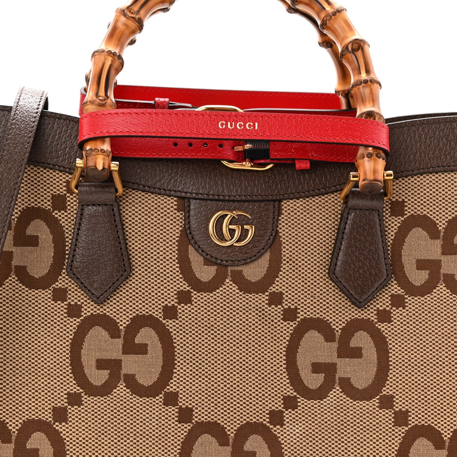 Monogram Jumbo GG Textured Dollar Calfskin Medium Diana Tote Bag Camel Ebony New Acero Pomegranate Red