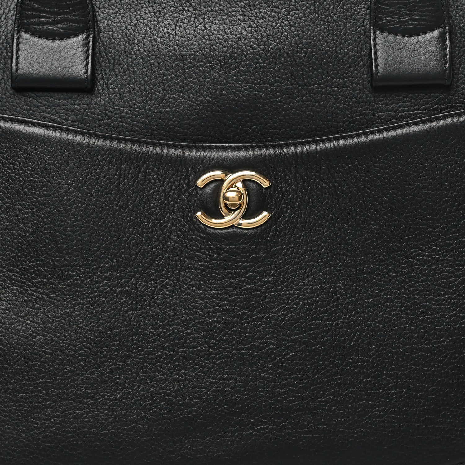 Grained Calfskin Medium Bi-Color Neo Executive Shopper Tote Black Beige
