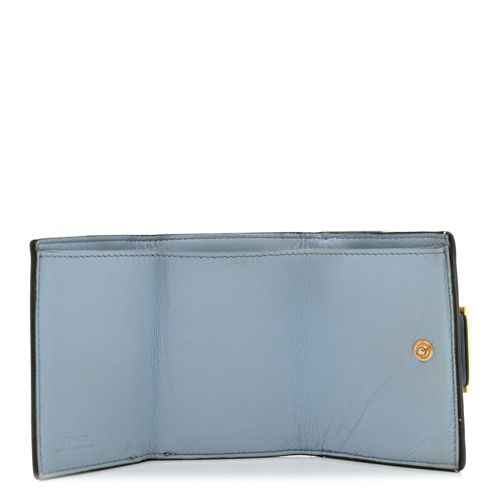 Nappa Matisse FF Diagonal Embossed Micro Tri-Fold Wallet Azzurro Polvere