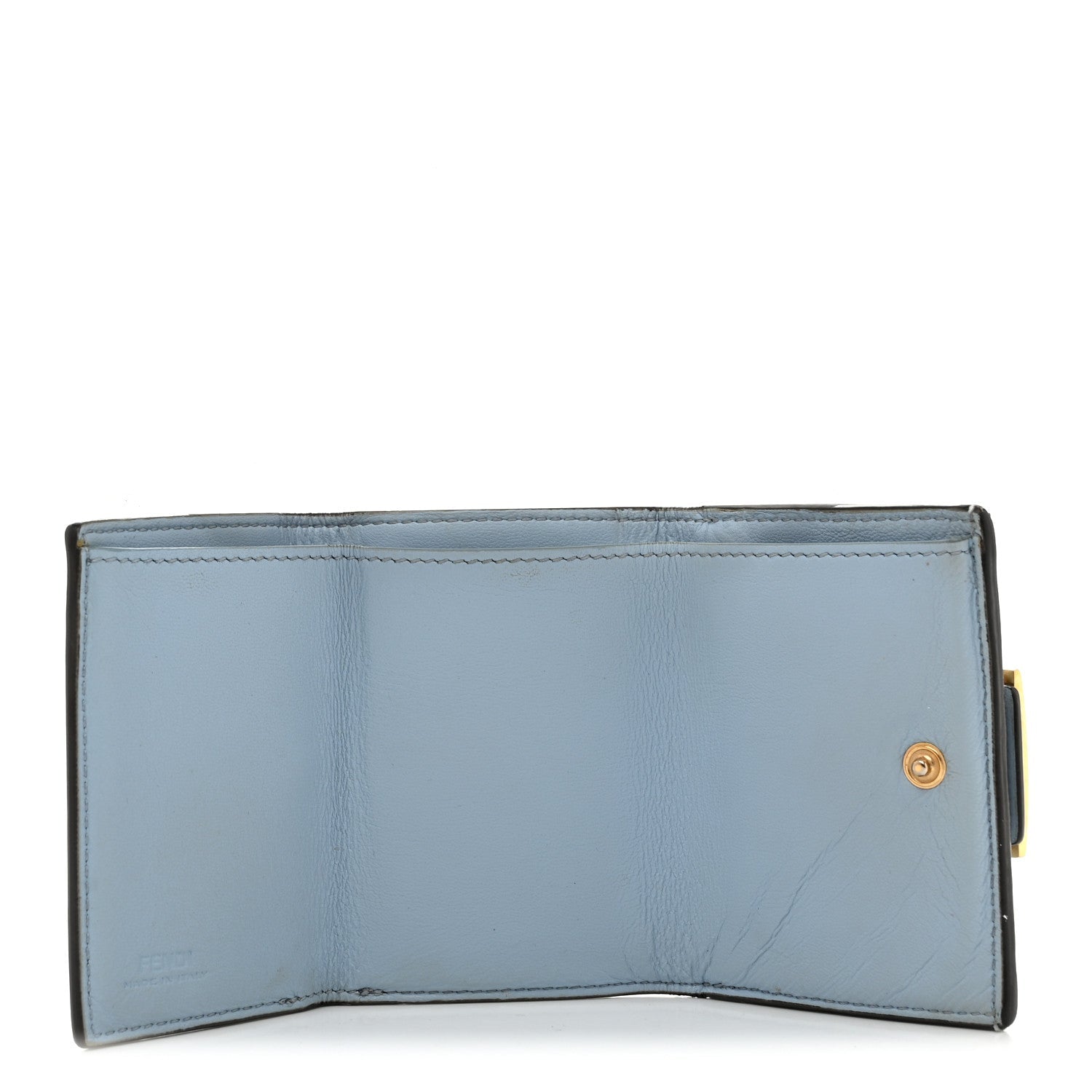Nappa Matisse FF Diagonal Embossed Micro Tri-Fold Wallet Azzurro Polvere