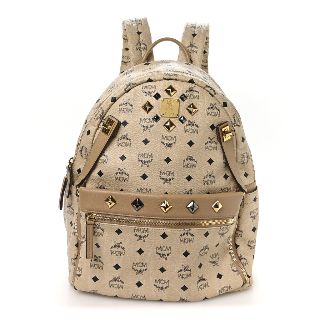 Visetos Studded Medium Dual Stark Backpack Beige