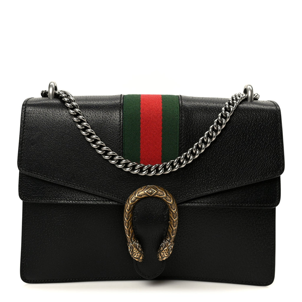 Calfskin Web Medium Dionysus Shoulder Bag Black