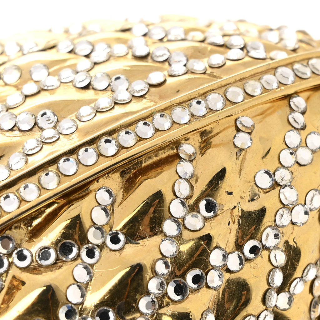 Crystal Egg Minaudiere Clutch Gold
