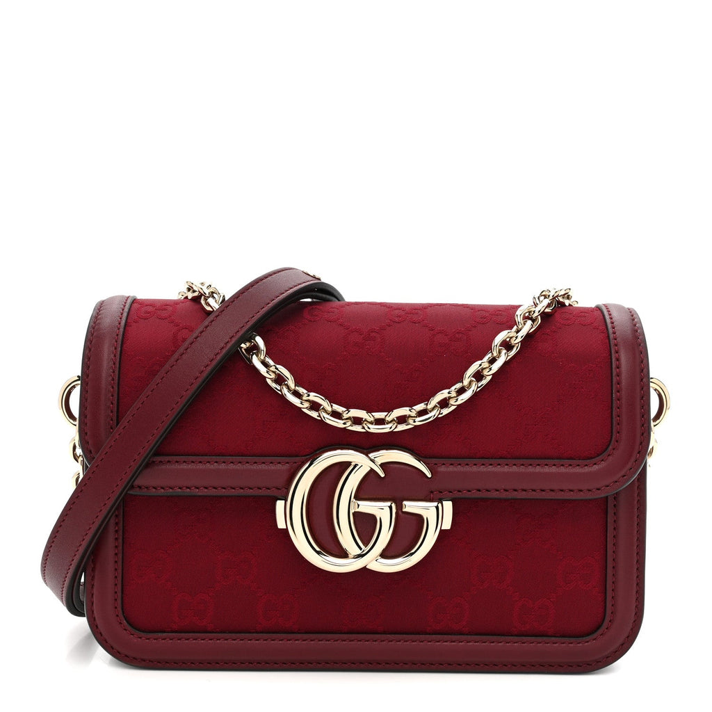 Crepe Wool Silk GG Monogram Go Small Shoulder Bag Rosso Ancora
