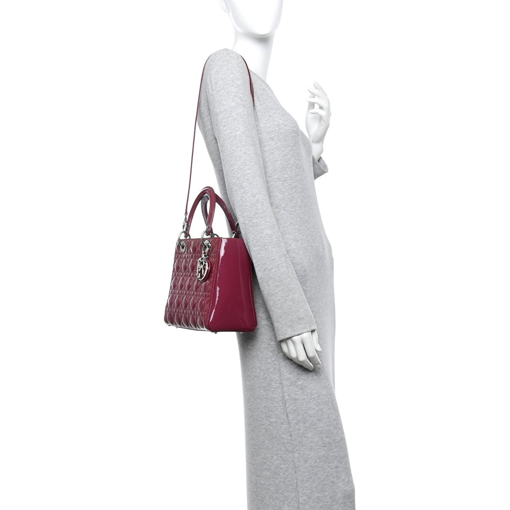 Patent Cannage Medium Lady Dior Dark Pink