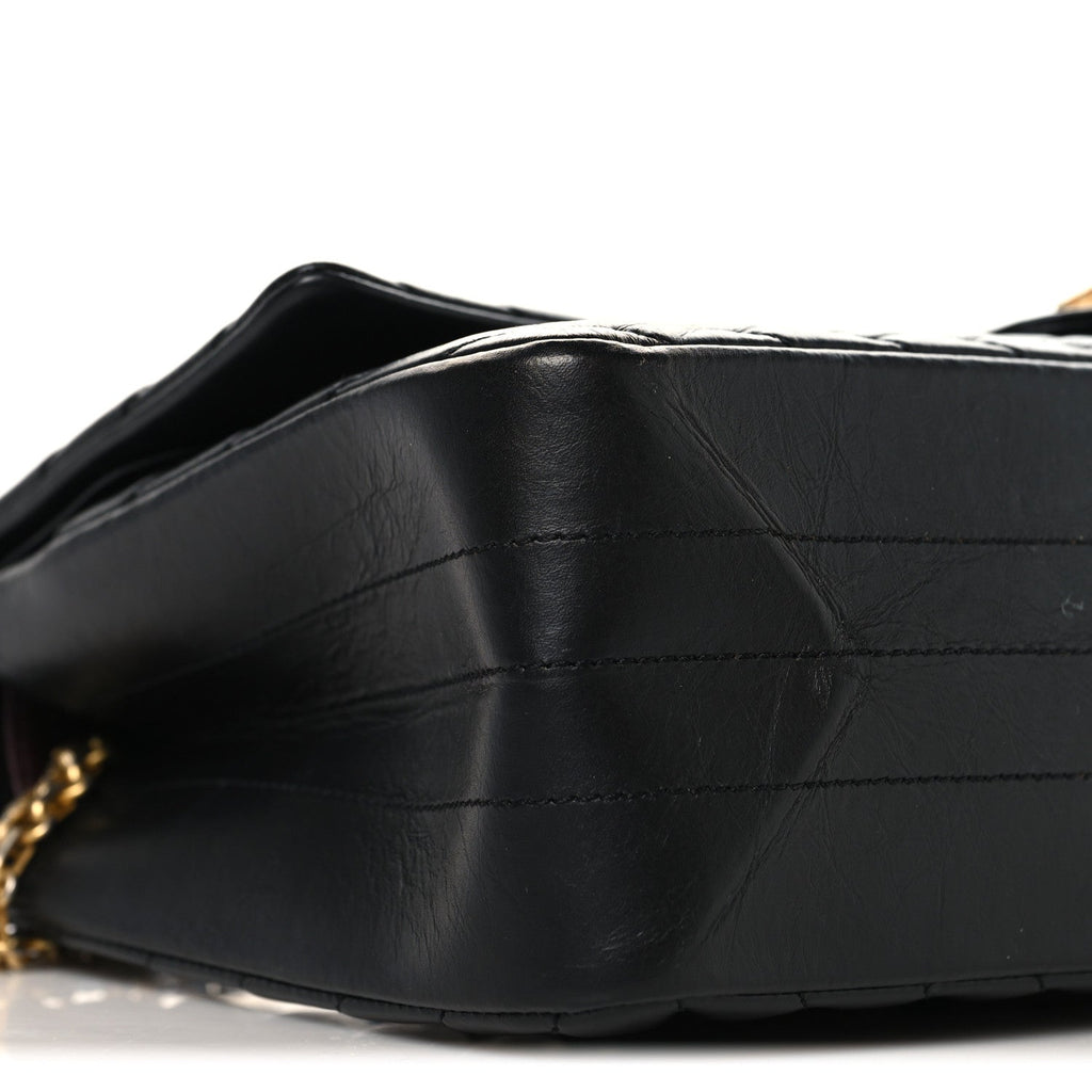 Aged Calfskin Chevron Quilted 2.55 Reissue 226 Flap  Black