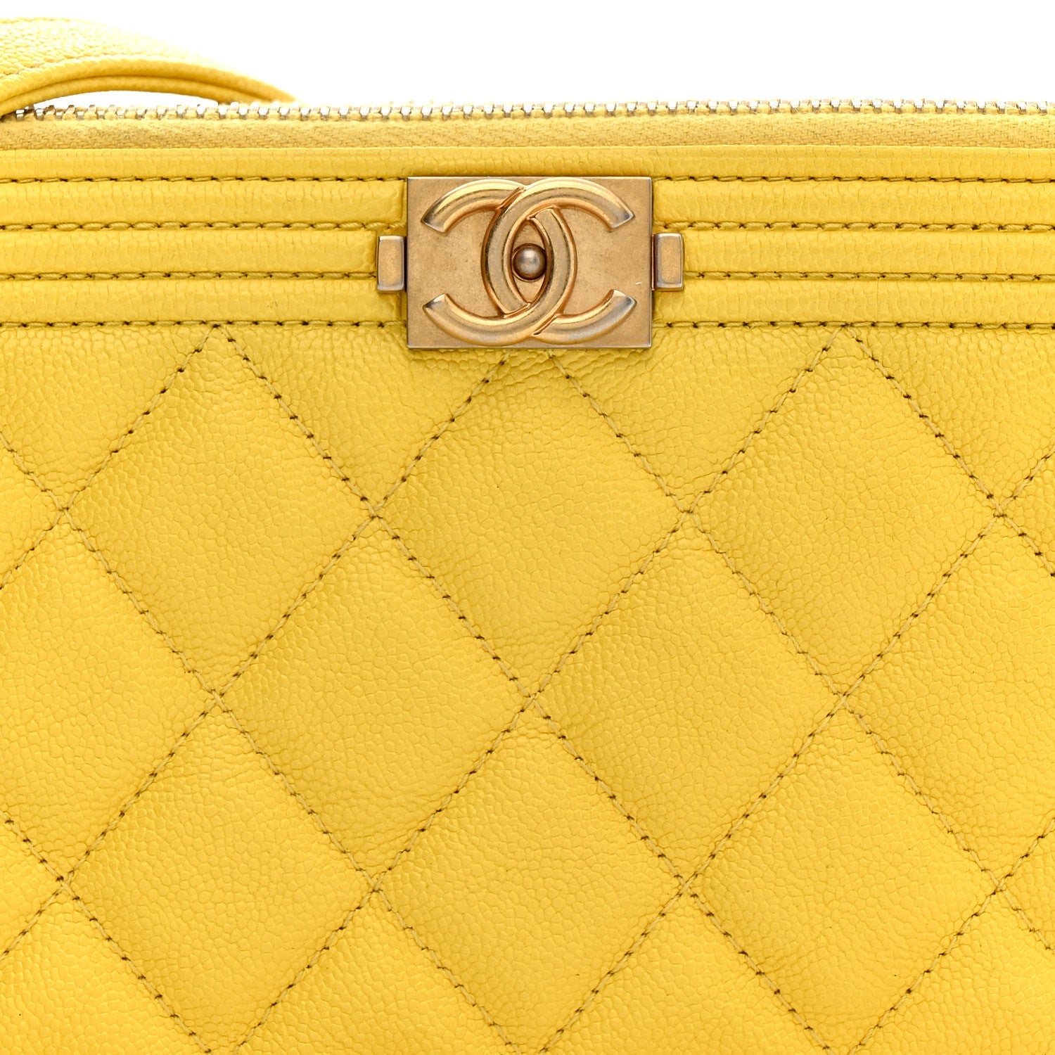 Caviar Quilted Small Boy Clutch With Chain Yellow