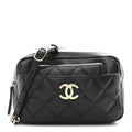 Lambskin Quilted Waist Bag With Pouch Black