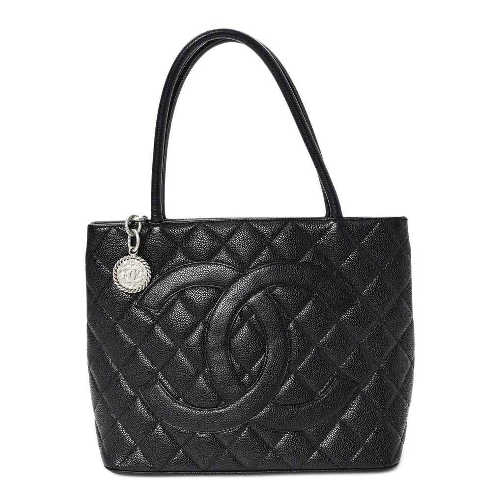 Caviar Quilted Medallion Tote Black