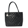 Caviar Quilted Medallion Tote Black