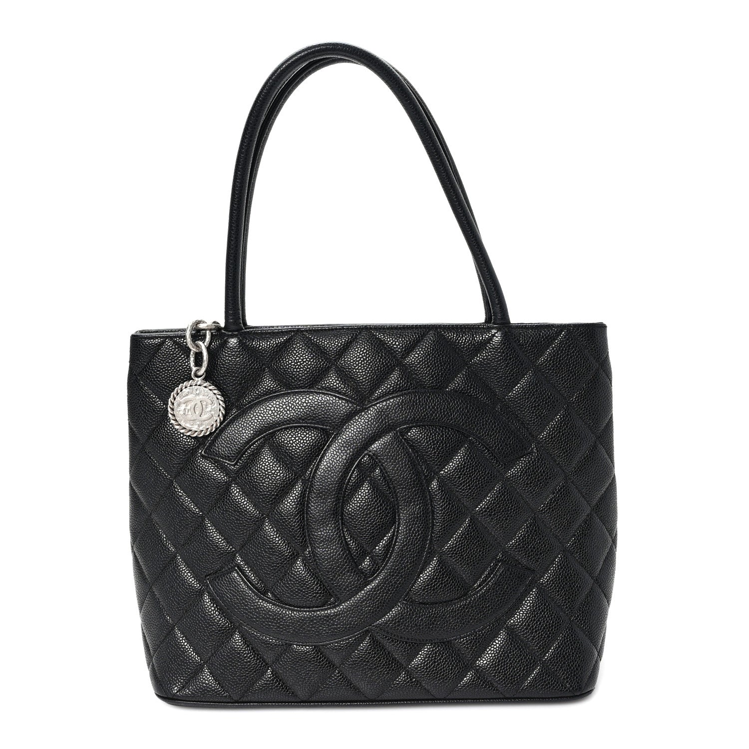 Caviar Quilted Medallion Tote Black