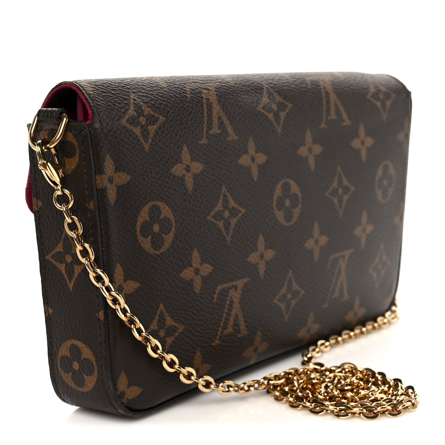 Monogram Pochette Felicie Chain Wallet Fuchsia