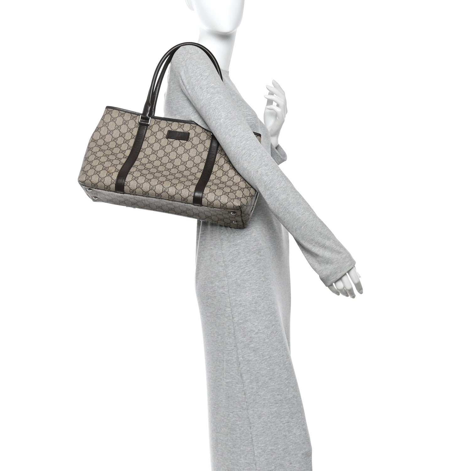 GG Plus Monogram Medium Joy Tote Dark Brown