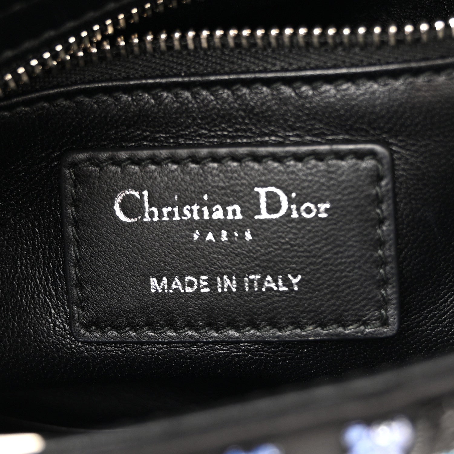 Satin Lambskin Embroidered Beaded Mini Lady Dior Black Multicolor