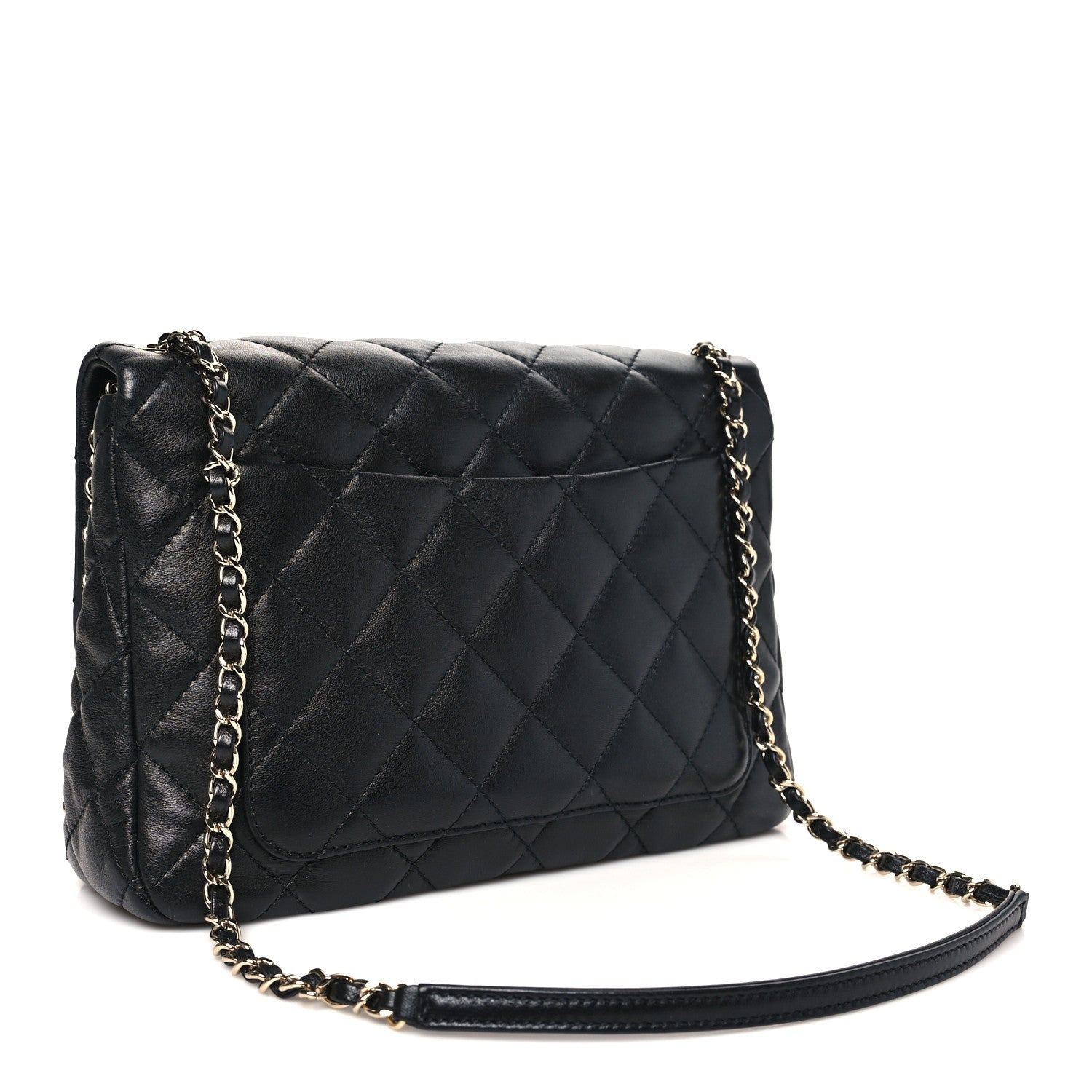 Lambskin Quilted Enamel CC Chain Frame Flap Black