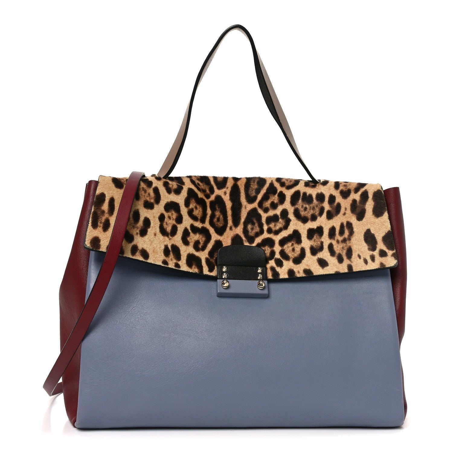 Calfskin Pony Hair Colorblock Mime Single Handle Bag Multicolor