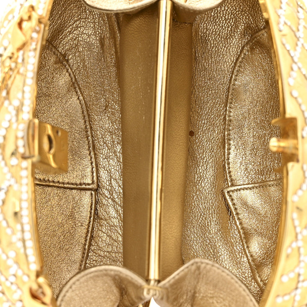 Crystal Egg Minaudiere Clutch Gold