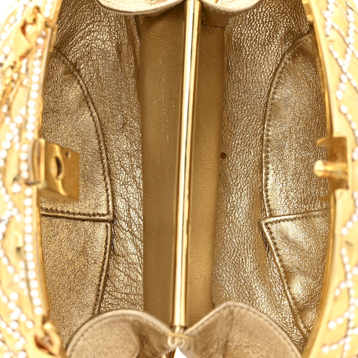 Crystal Egg Minaudiere Clutch Gold