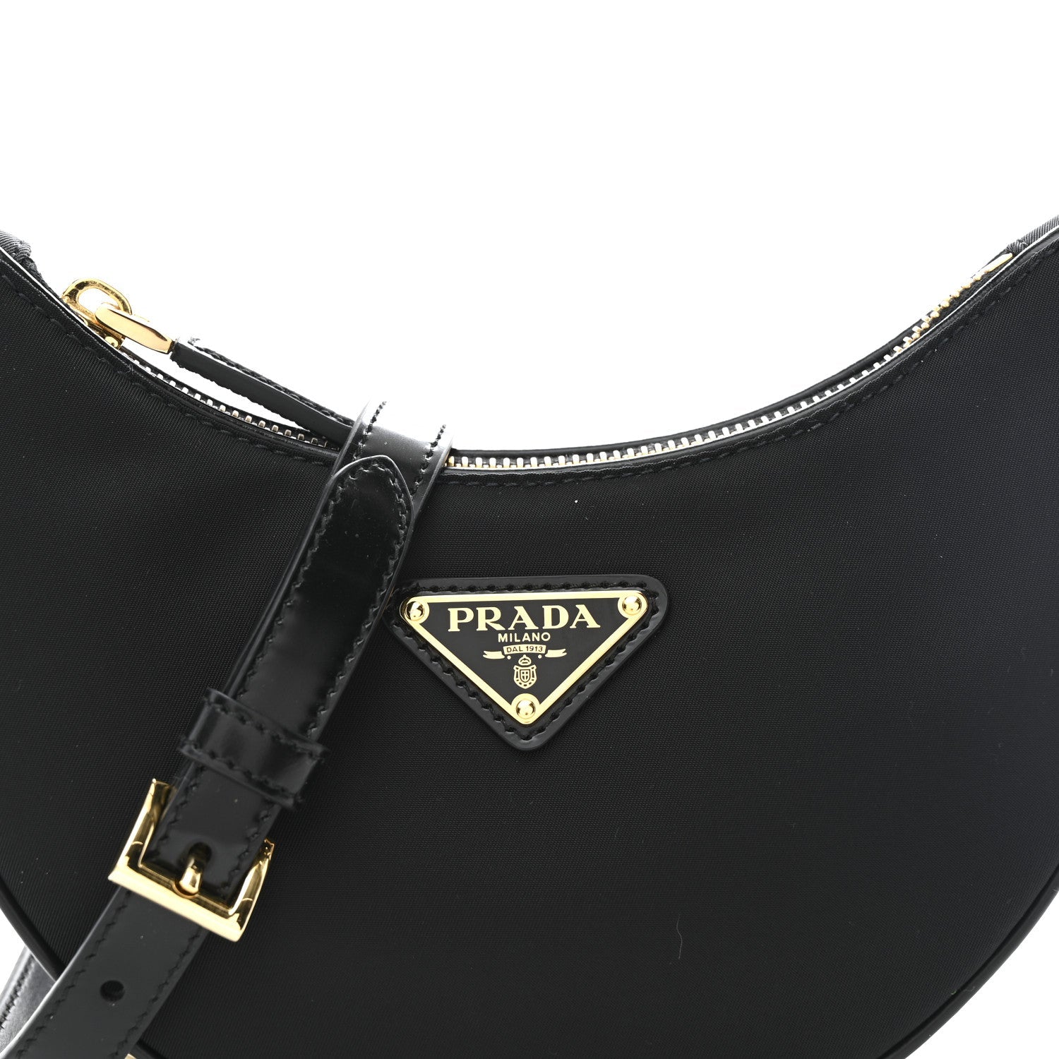 Re-Nylon Spazzolato Mini Arque Shoulder Bag Black