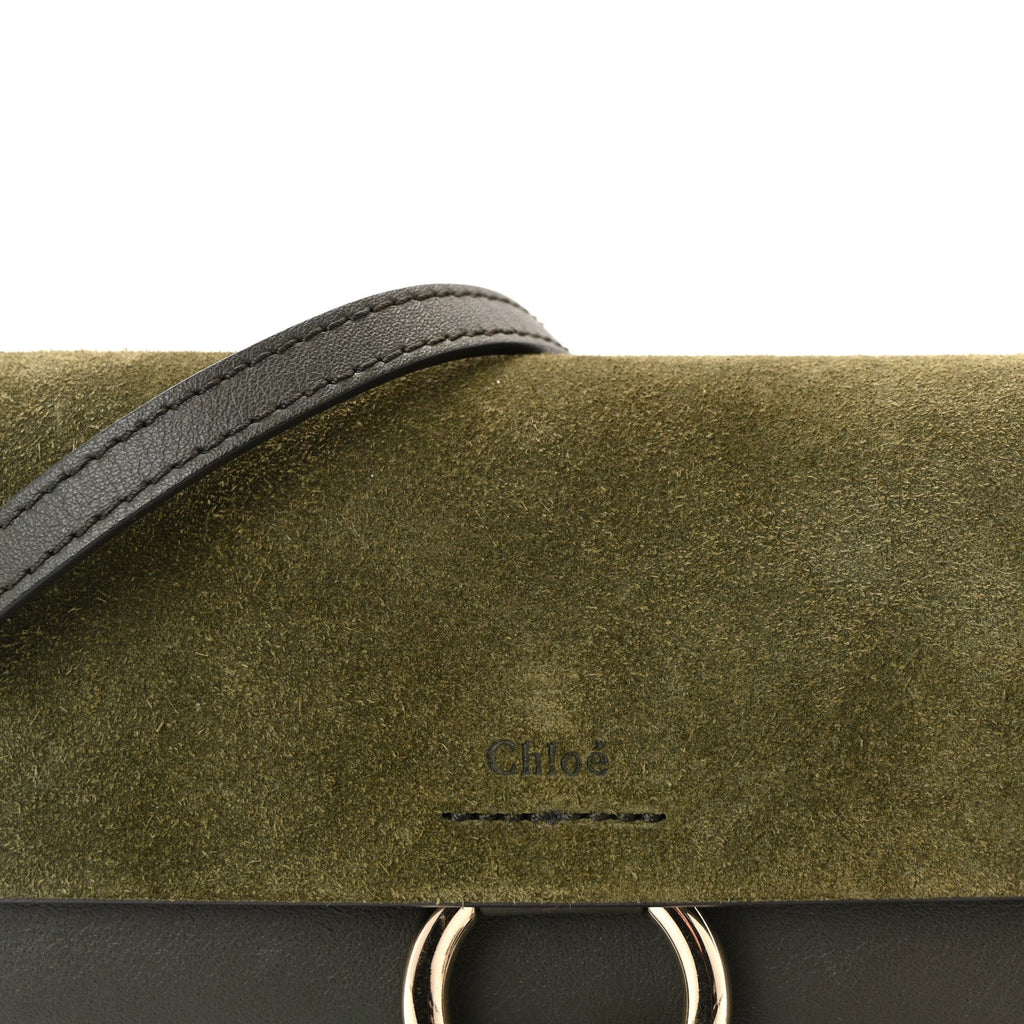 Suede Calfskin Mini Faye Shoulder Bag Deep Forest