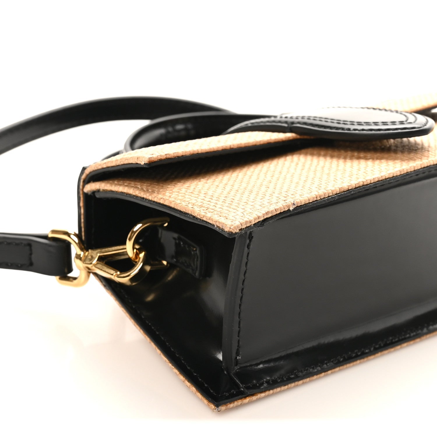 Raffia Smooth Calfskin Le Bambino Ivory Black