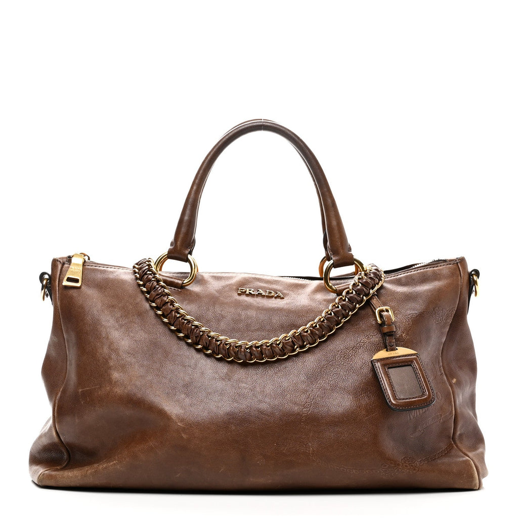 Soft Calf Shopping Tote Brown