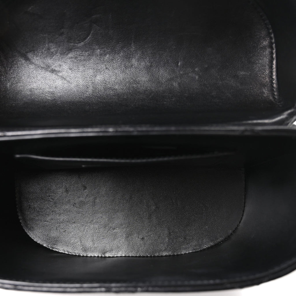 Lambskin Quilted Monogram June Box Bag  Black