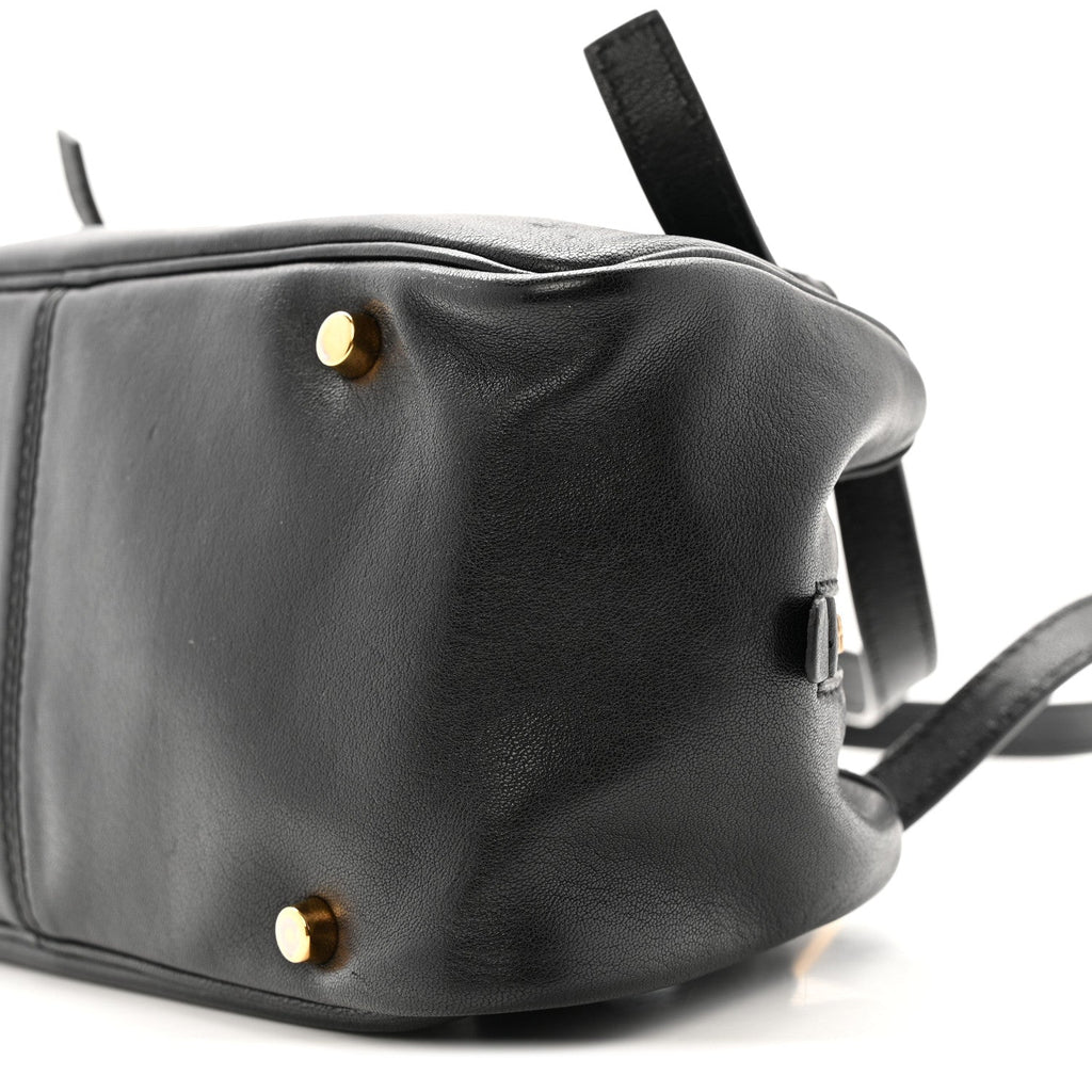 Lambskin Tag Bowling Bag Black