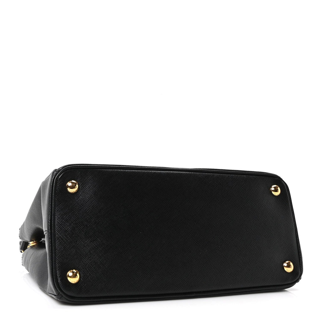 Saffiano Small Galleria Double Zip Tote Black