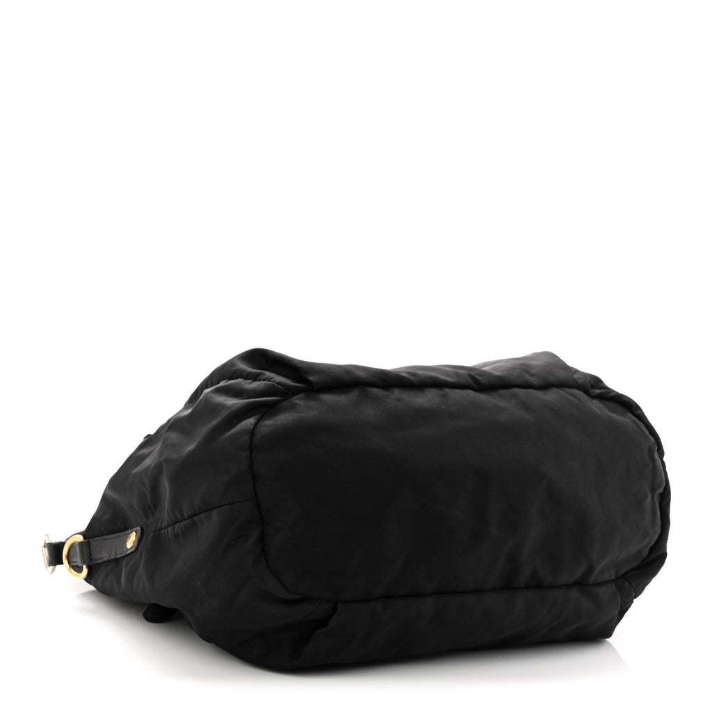 Tessuto Nylon Vitello Daino Shopping Satchel Black