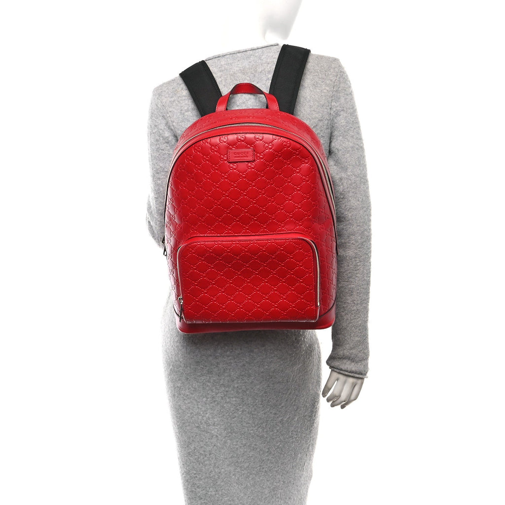 Guccissima Signature Day Backpack Hibiscus Red
