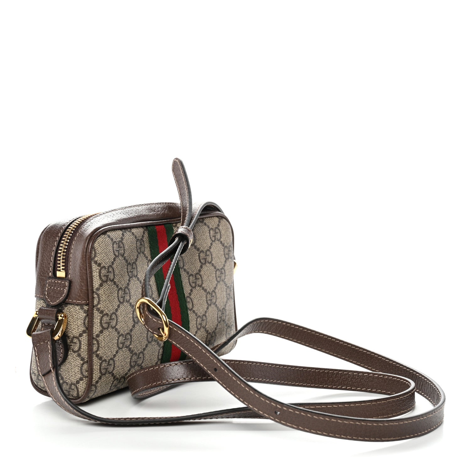 GG Supreme Monogram Web Mini Ophidia Shoulder Bag Brown
