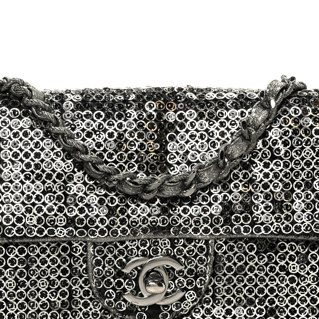 Sequin East West Flap Dark Silver
