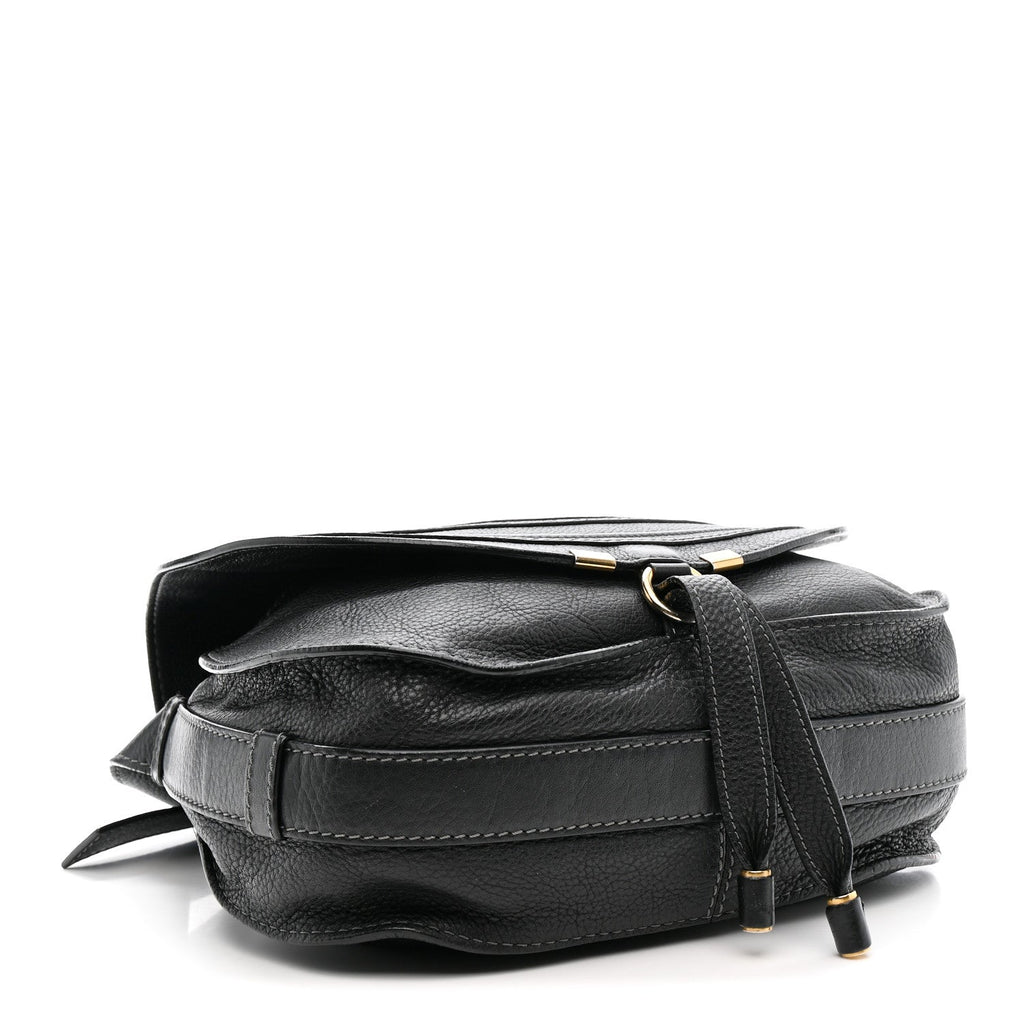 Calfskin Medium Marcie Round Crossbody Bag Black
