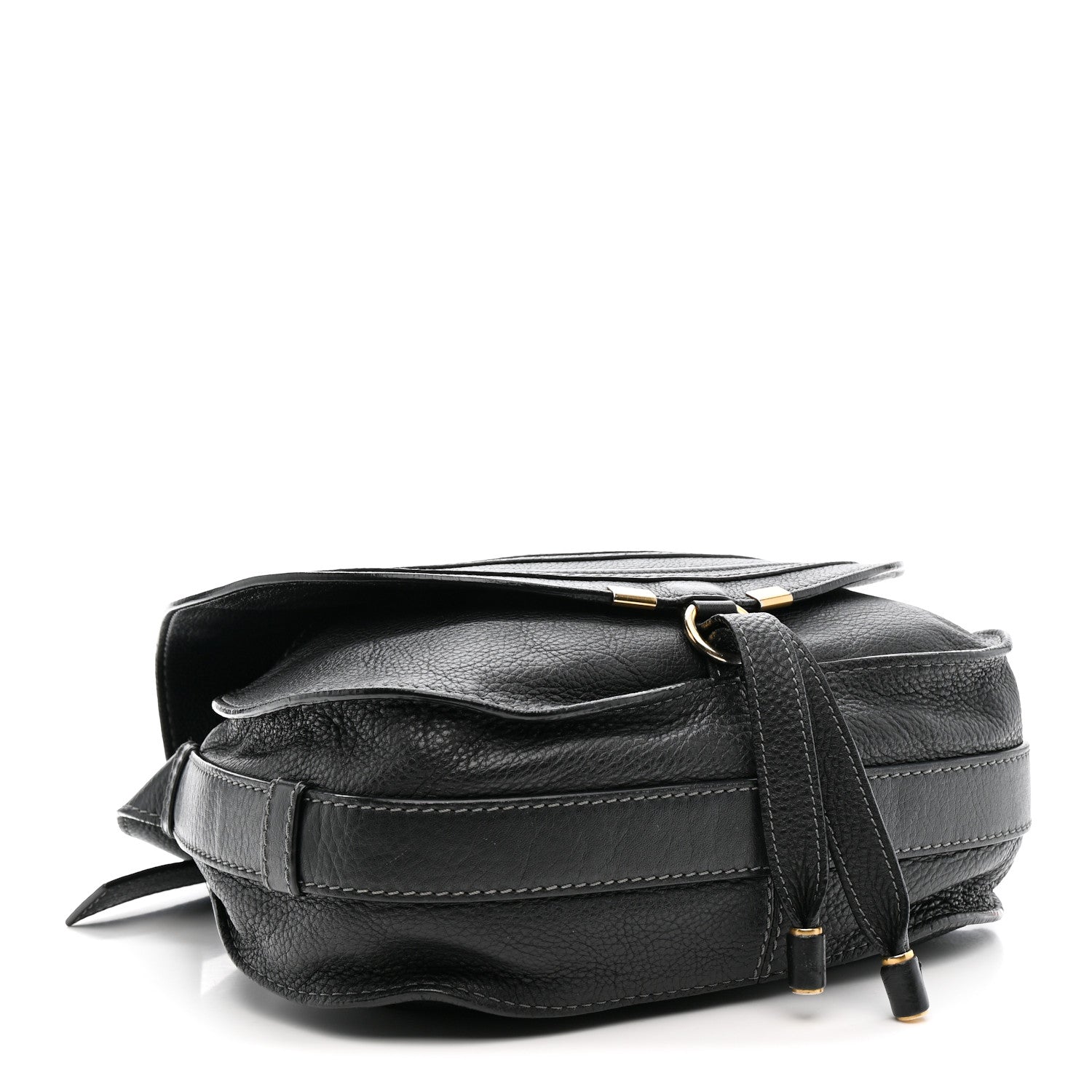 Calfskin Medium Marcie Round Crossbody Bag Black