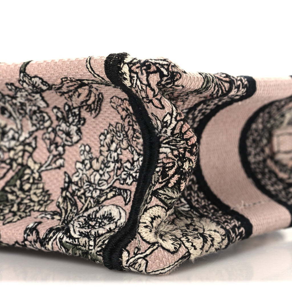 Canvas Embroidered Mini Book Tote With Strap Pink Multicolor