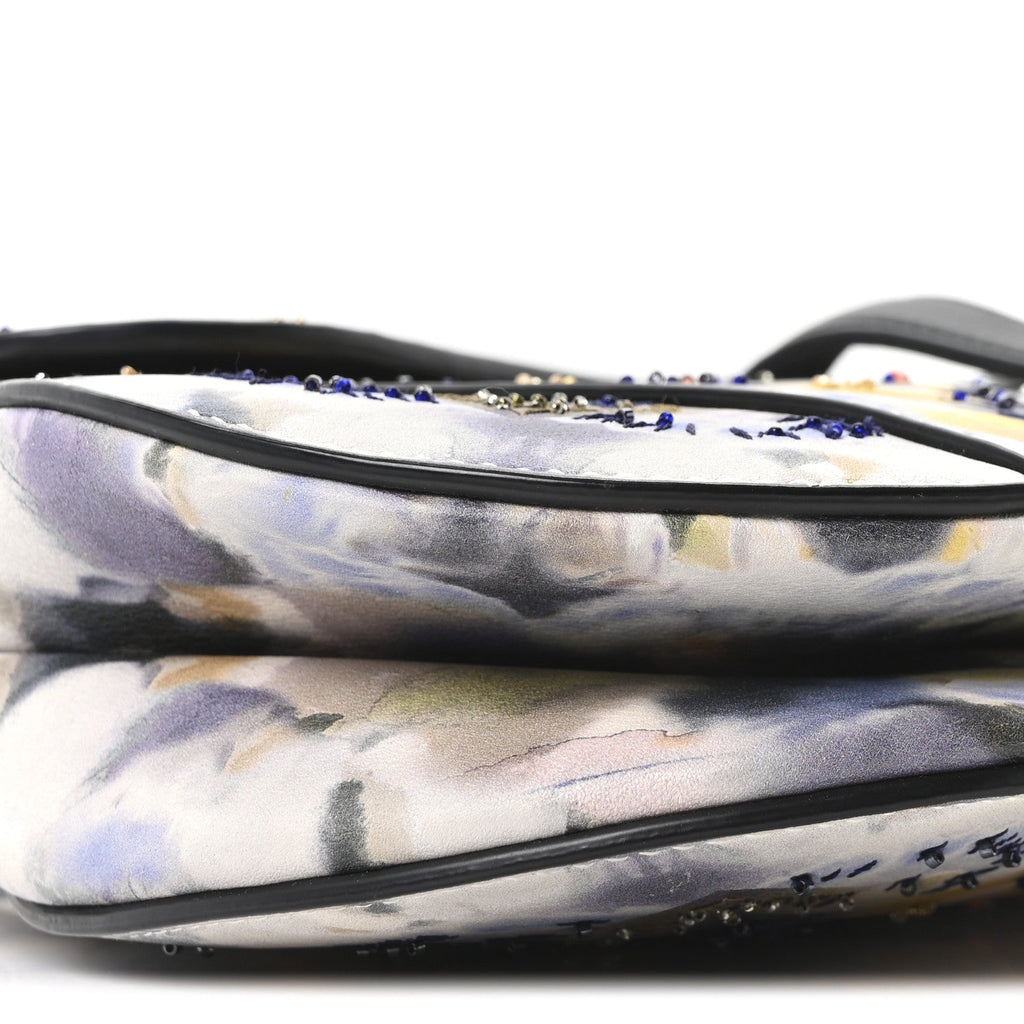 Calfskin Embroidered Kaleidiorscopic Saddle Bag Multicolor