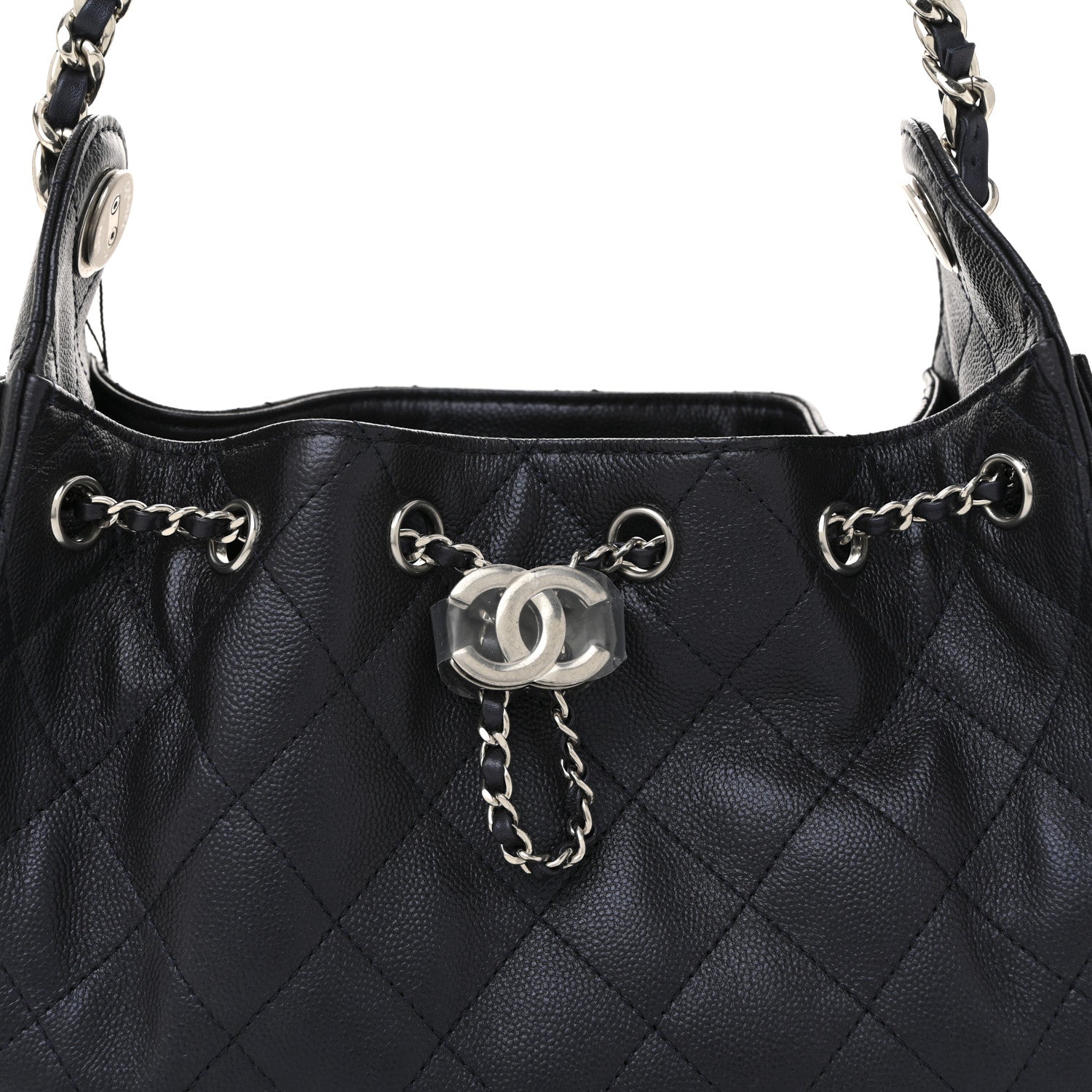 Metallic Caviar Quilted Mini Chanel 25 Handbag Dark Blue