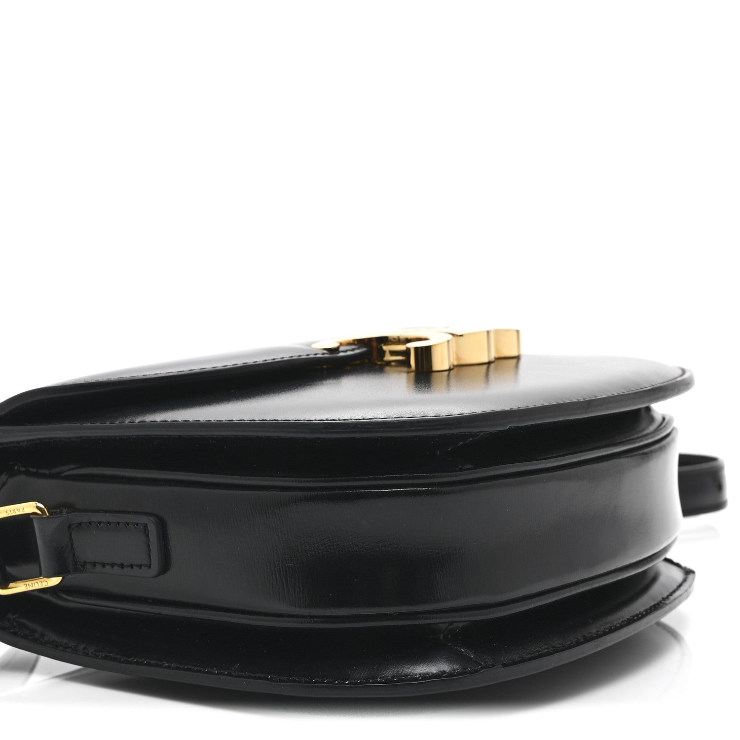 Shiny Calfskin Besace Clea Triomphe Black