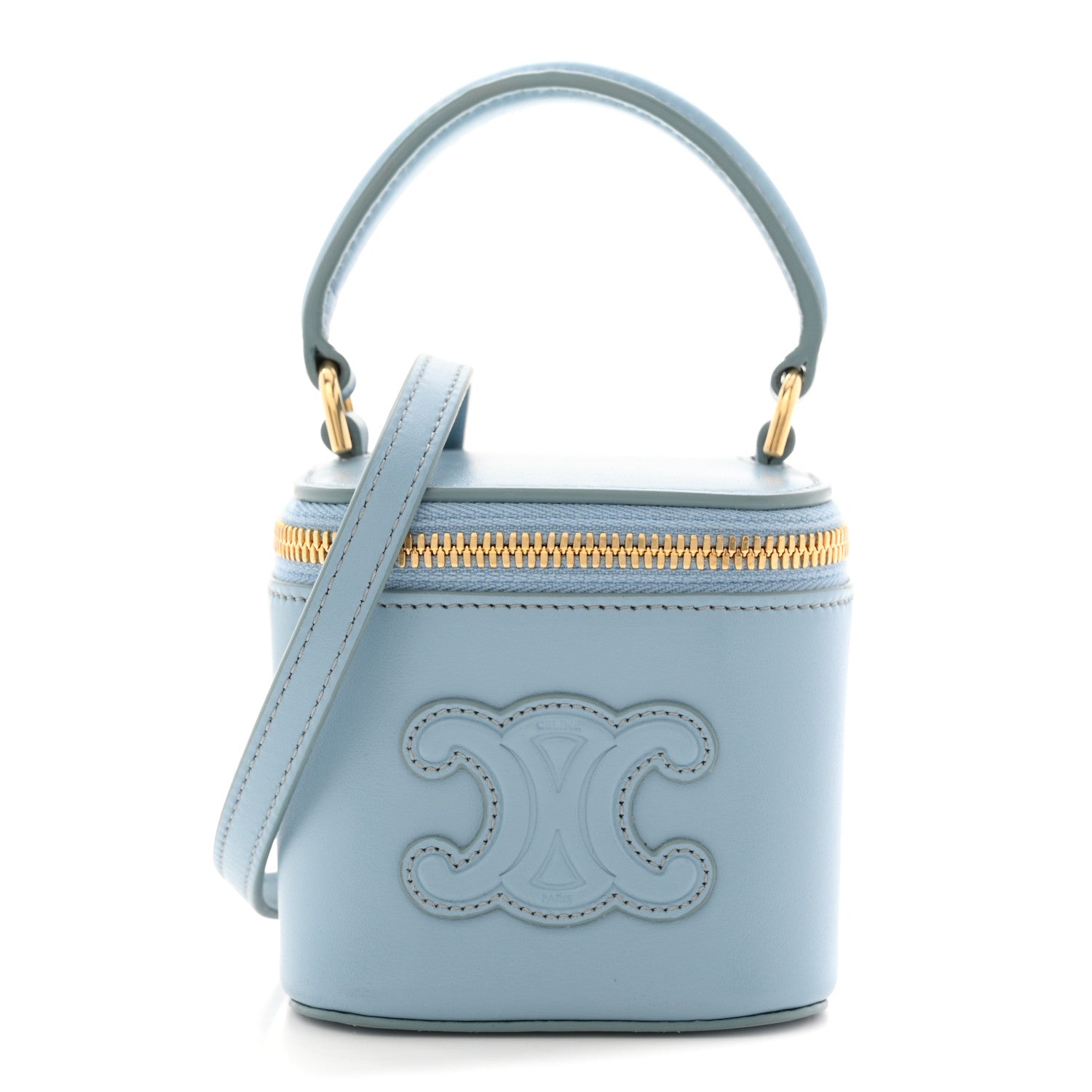 Smooth Calfskin Cuir Triomphe Mini Vanity Case California Blue
