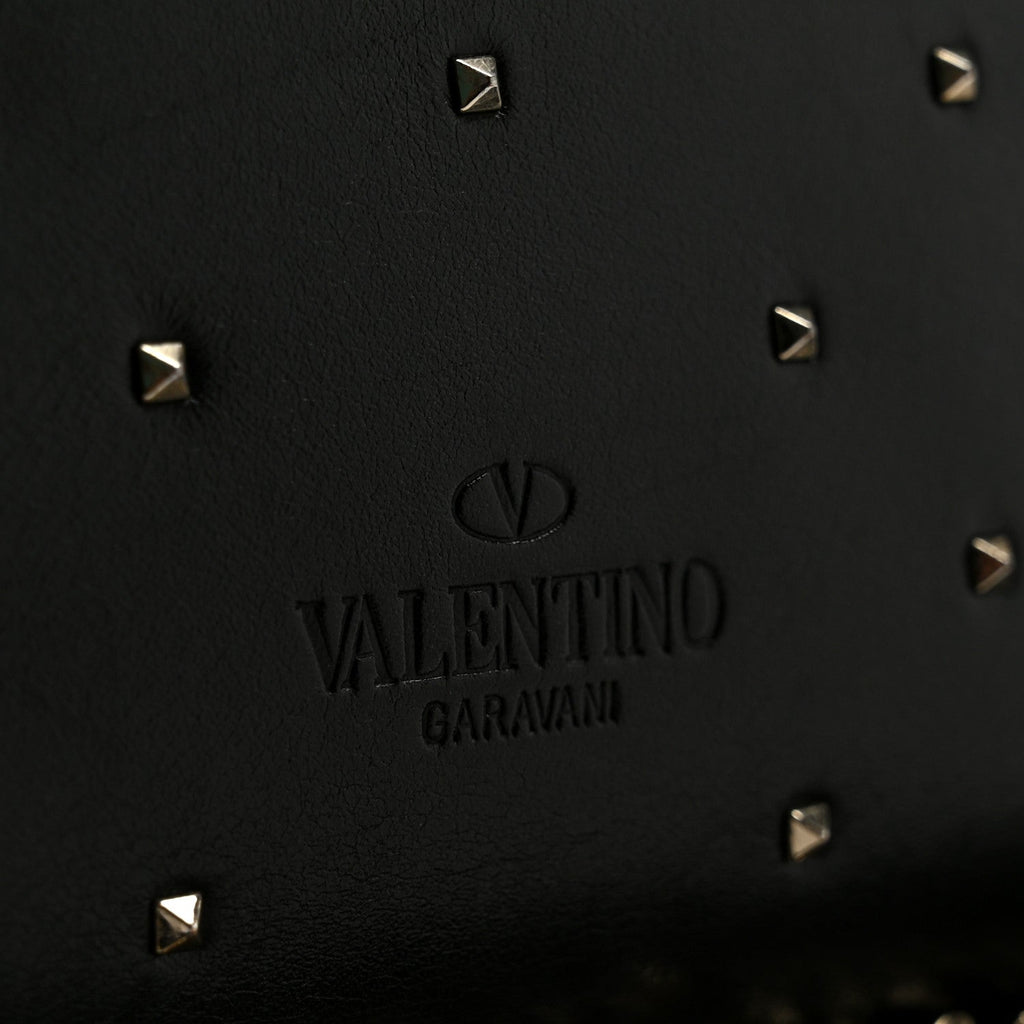 Vitello Rockstud All Over Demilune Shoulder Bag Black