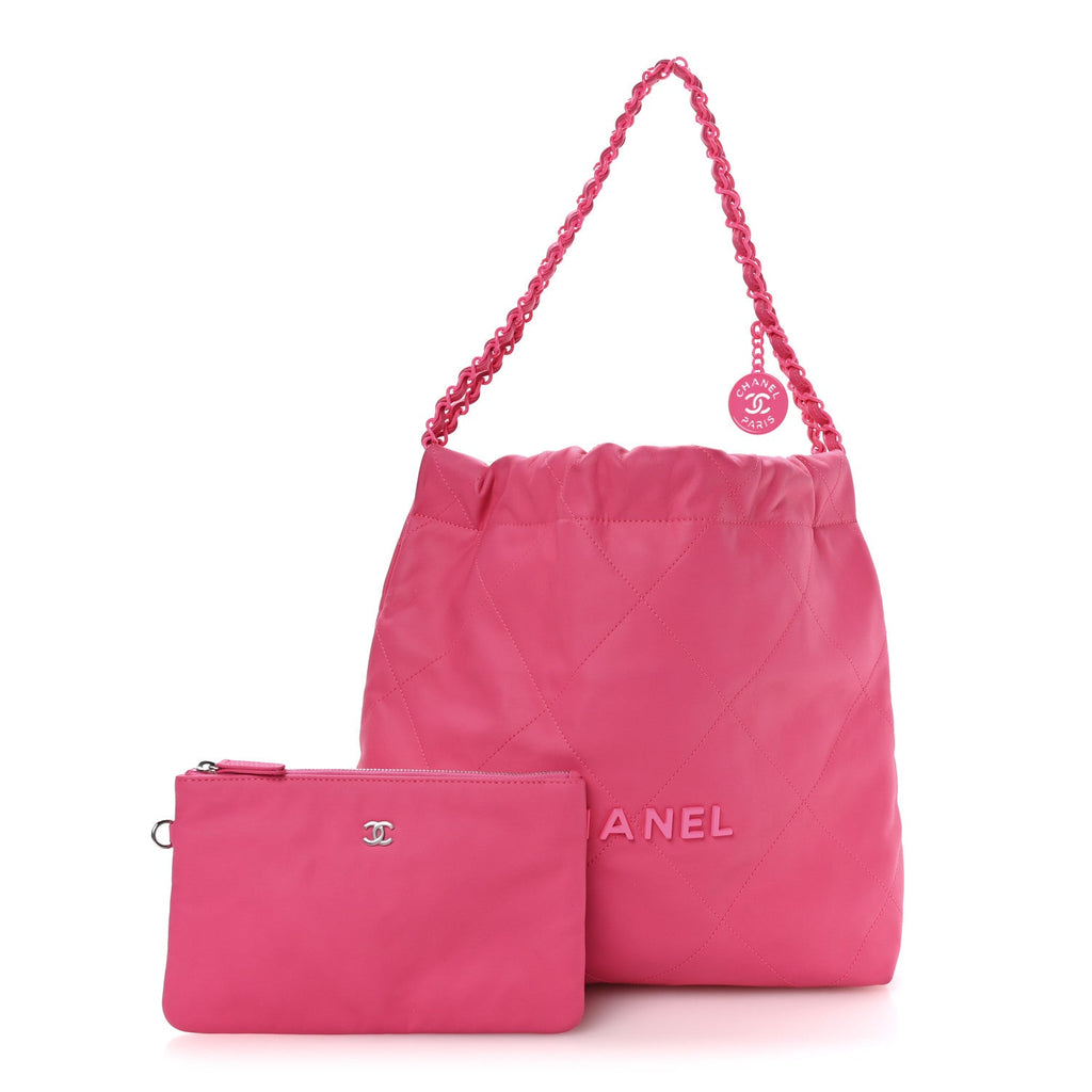 Matte Calfskin Quilted Monochrome Small Chanel 22 Fuchsia