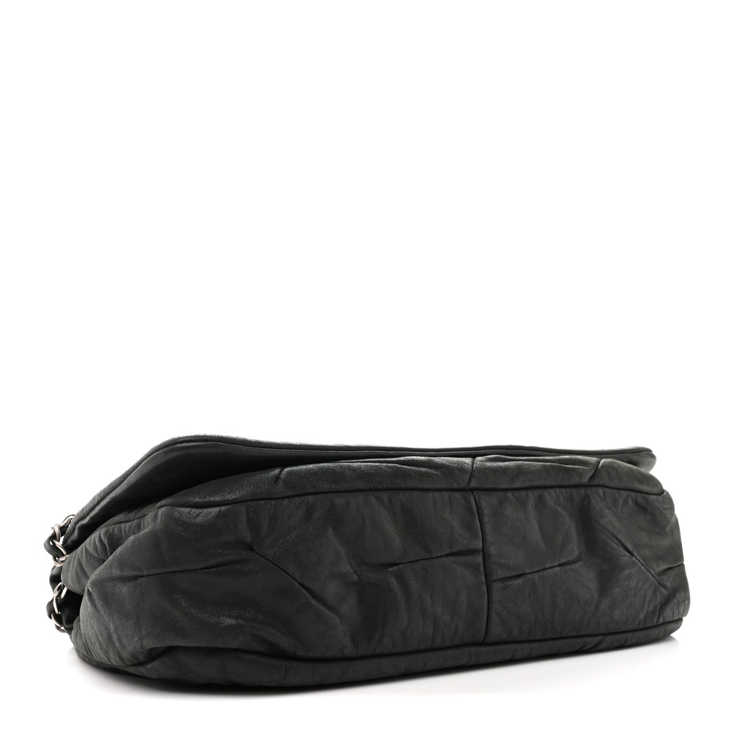 Iridescent Calfskin Glint Accordion Flap Black