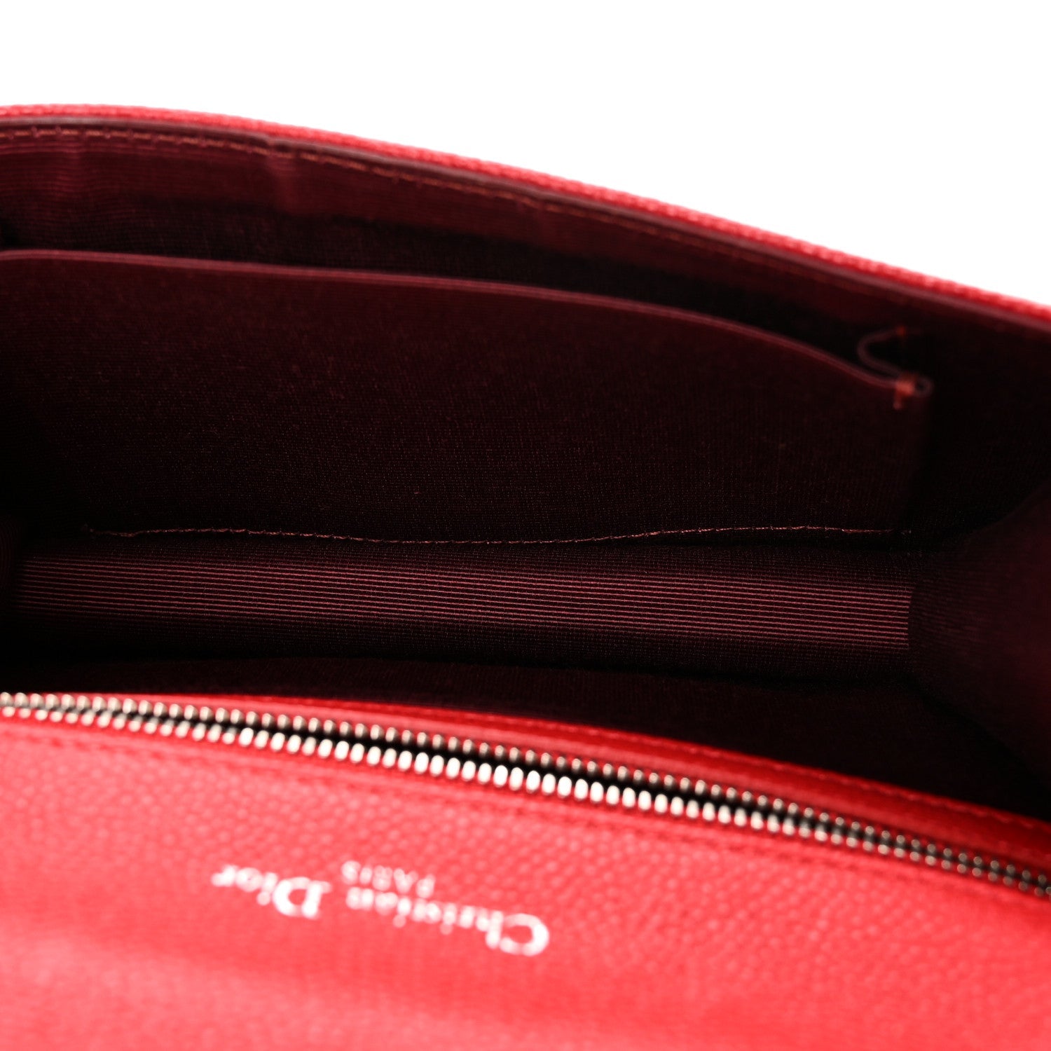 Grained Calfskin Small Diorama Flap Bag Red