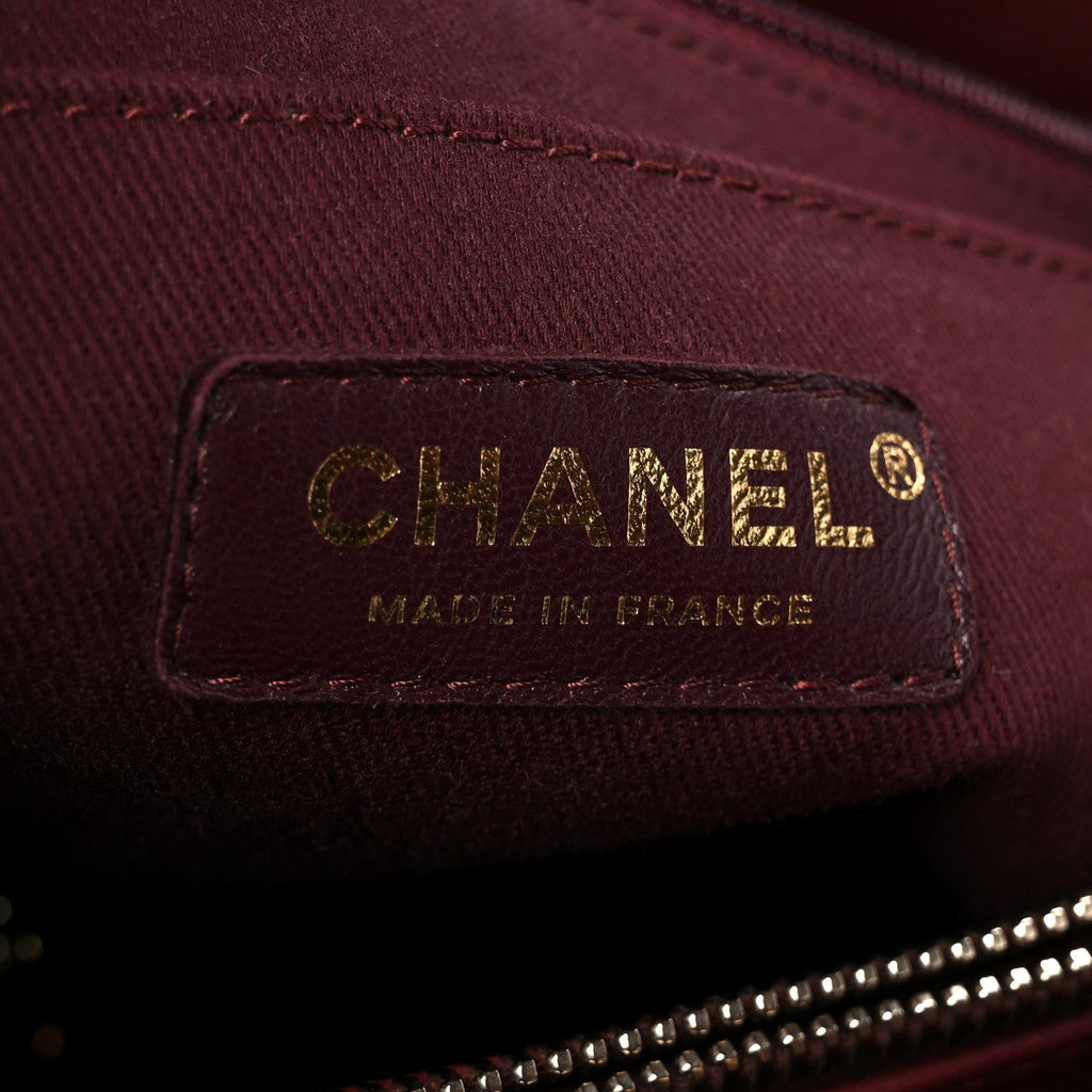 Grained Calfskin Small Neo Executive Shopper Tote Burgundy
