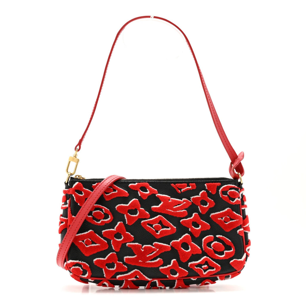 X UF Tufted Monogram Pochette Accessories Black Red