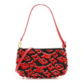 X UF Tufted Monogram Pochette Accessories Black Red