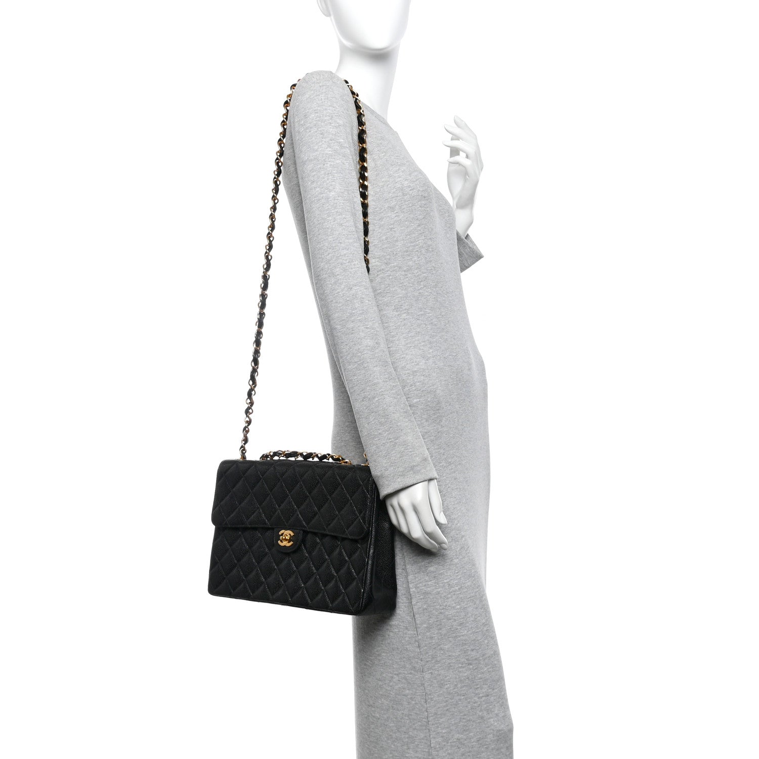 Caviar Jumbo Single Flap Black